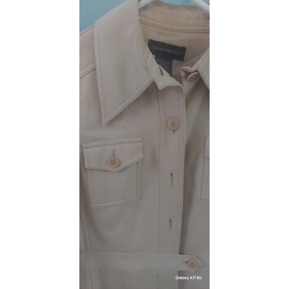Banana Republic Jacket Size 6 Beige Silk Wool Blend Collared Button Up Pockets - Picture 2 of 8